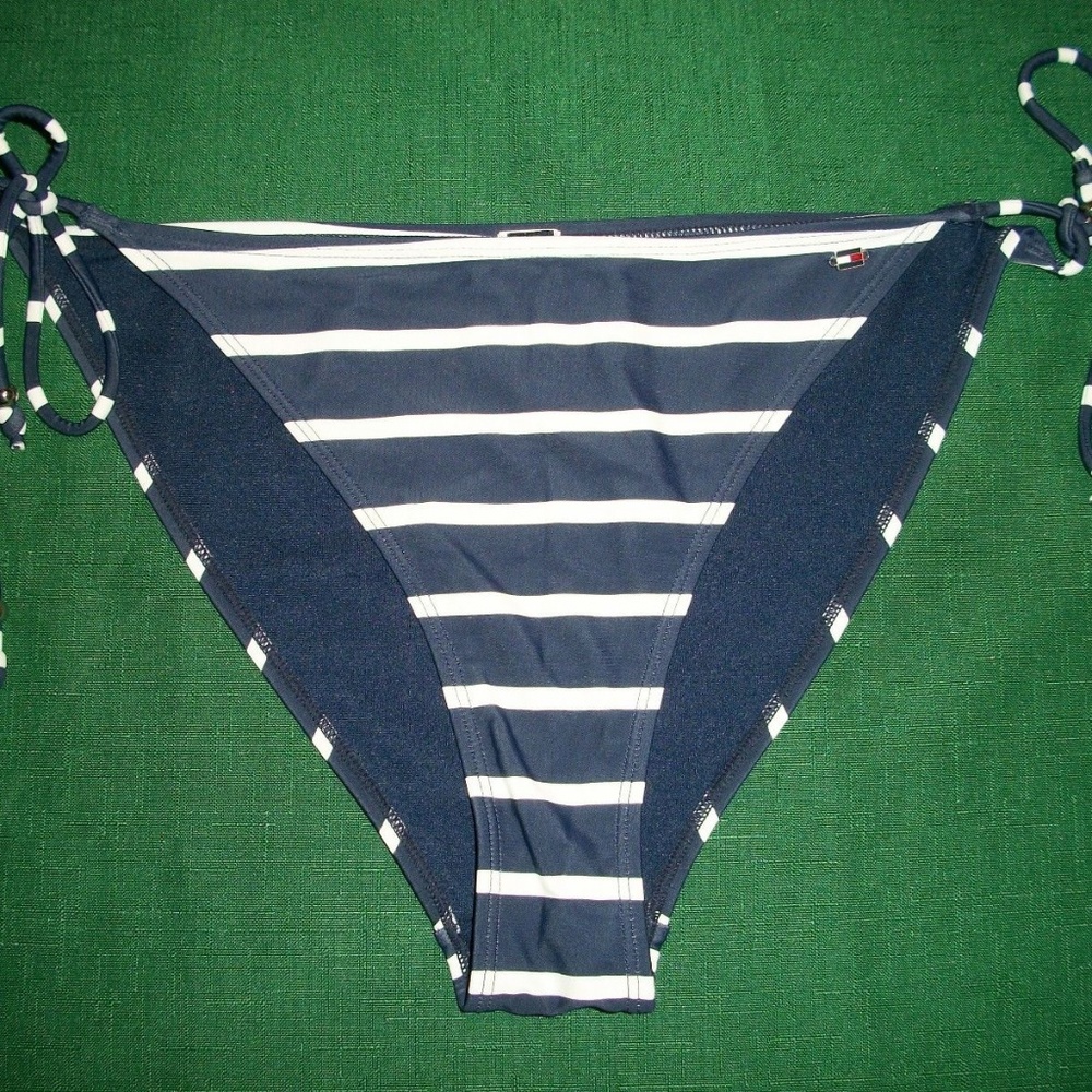 Tommy Hilfiger Navy Stripe Tie Side Bikini Bottoms
